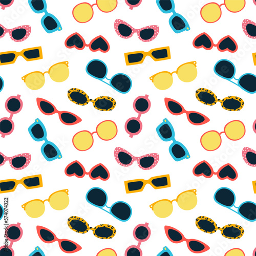 Fotografering Vector seamless pattern with sunglasses on a white background