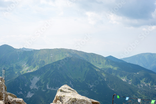 Beautiful view of the Tatra Mountains landscape. View of the mountains from the top. High mountain landscape.