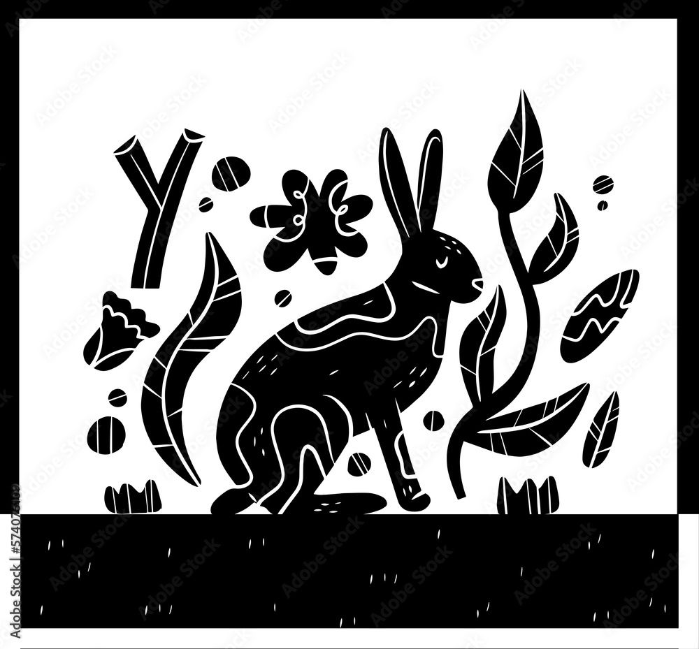Black rabbit hand drawn vector illustration. Bunny, funny hare cartoon character. Forest animal with long ears isolated on white background. Childish t shirt print design. forest fauna. Zoo mammal. Black rabbit hand drawn vector illustration. Bunny, funny hare cartoon character. Forest animal with long ears isolated on white background. Childish t shirt print design. forest fauna. Zoo mammal.