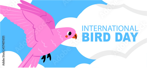 International Bird Day Vector Illustration. Suitable for greeting card poster and banner. Vector illustration of beautifulpink parrots  photo