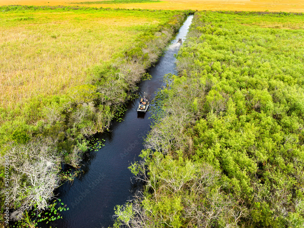 Obraz premium Everglades National Park,Dry Season.Aerial View,Helicopter, .Miami,Florida,USA..