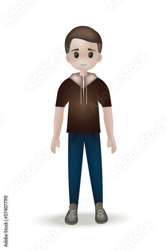 A young man, cartoon 3d charater. Casual style, trendy people vector illustration. 