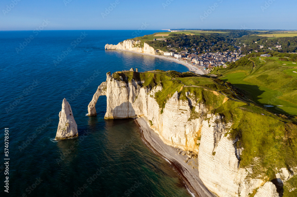 Aerial View of the Cliffs, .ETRETAT.Seine Maritime,.Normany,France