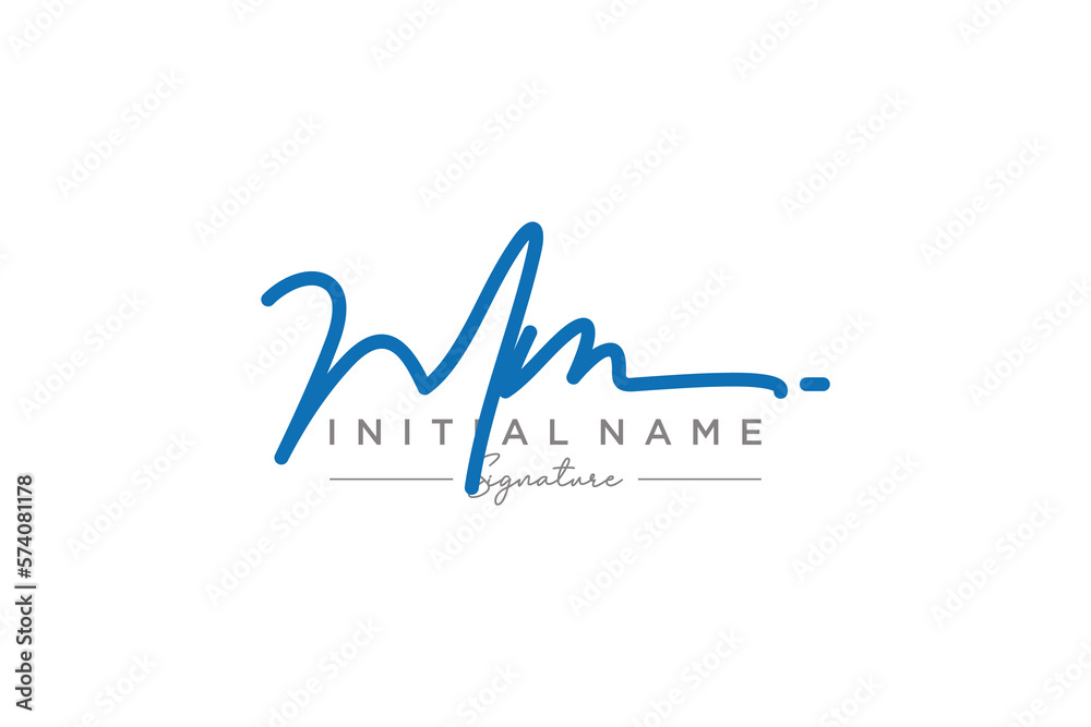 Initial MM signature logo template vector. Hand drawn Calligraphy lettering Vector illustration.