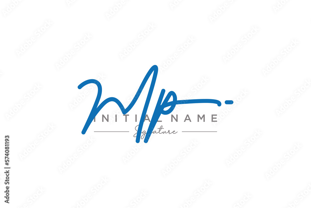 Initial MP signature logo template vector. Hand drawn Calligraphy lettering Vector illustration.