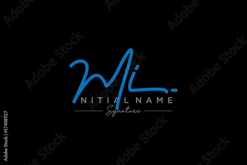 Initial MI signature logo template vector. Hand drawn Calligraphy lettering Vector illustration.