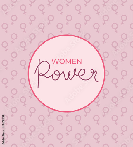 Women Power Lettering On Pattern With Venus Sign Vector Design Concept For Decoration