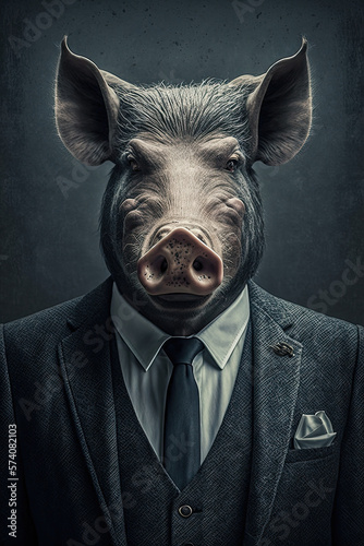 Generative AI Business Pig in a suit 
