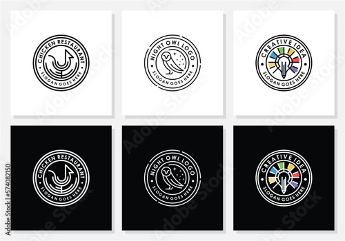 Creative emblem line art style.