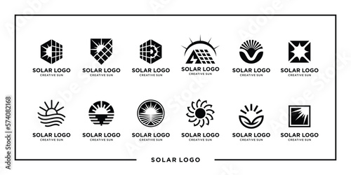 Solar logo bundle creative black and white.
