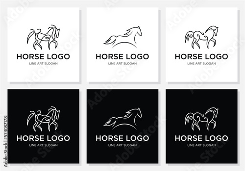 Horse logo bundle line art style.