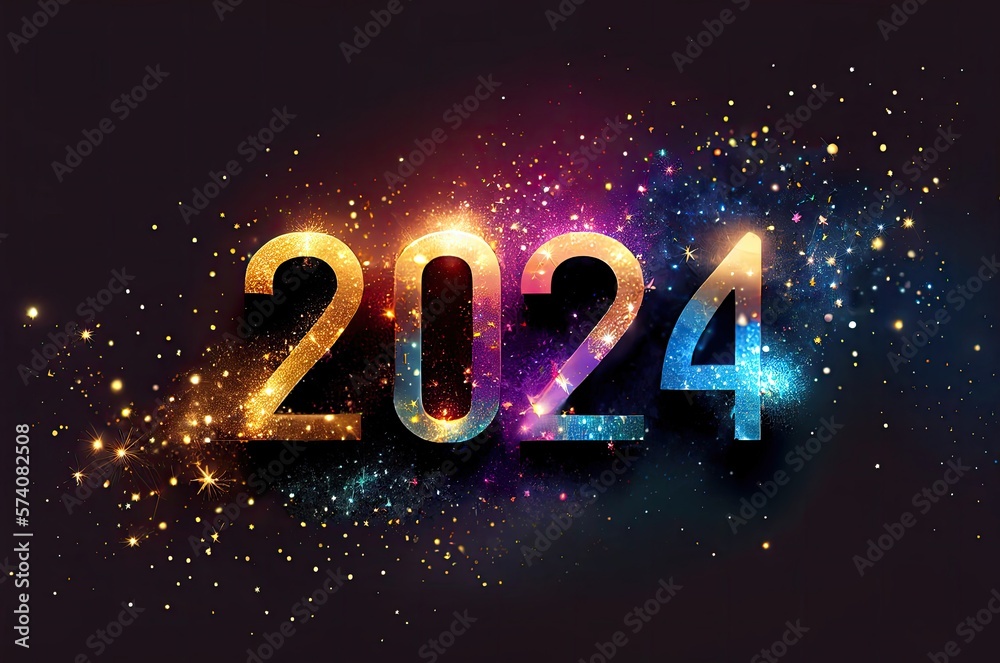 Happy New Year Celebration 2024 Sparkles Banner Generative AI