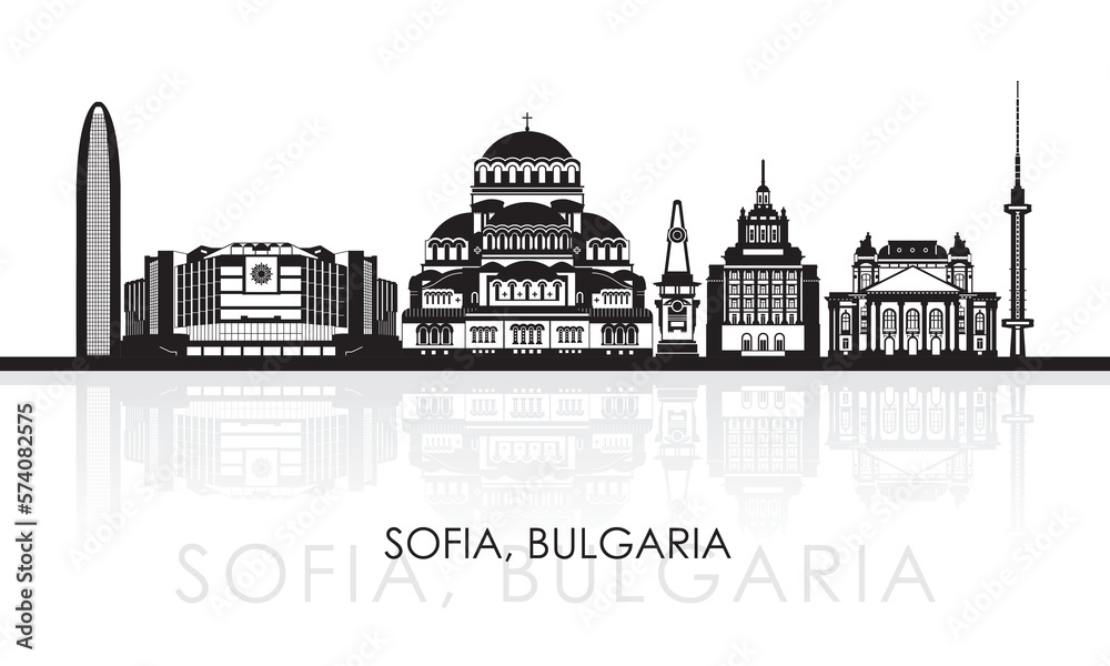 Silhouette Skyline panorama of city of Sofia, Bulgaria - vector illustration