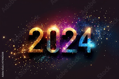 Happy New Year Celebration 2024 Sparkles Banner Generative AI