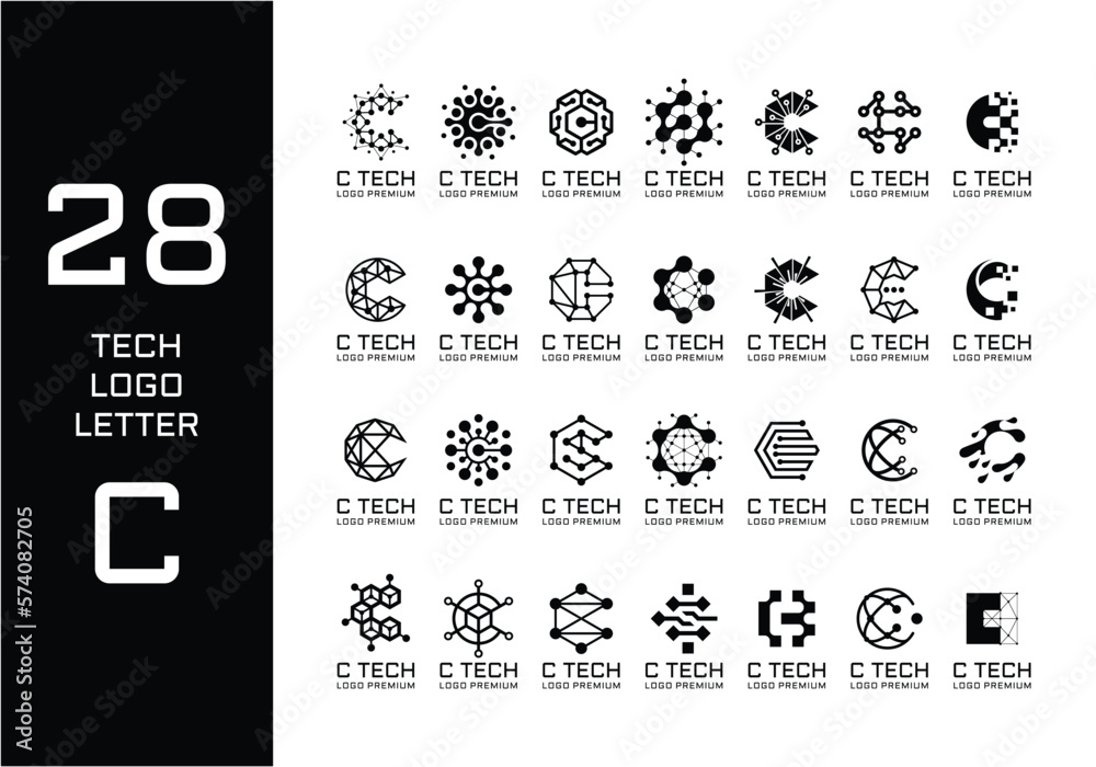 Technology logo bundle letter C. - obrazy, fototapety, plakaty 