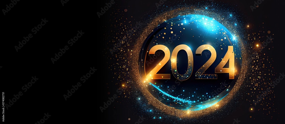 © Johnathan - Happy New Year 2024 Colorful Banner Generative AI