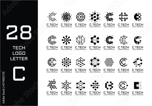 Technology logo bundle letter C.