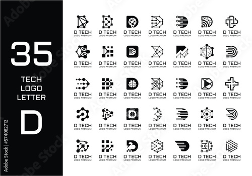 Technology logo bundle letter D.