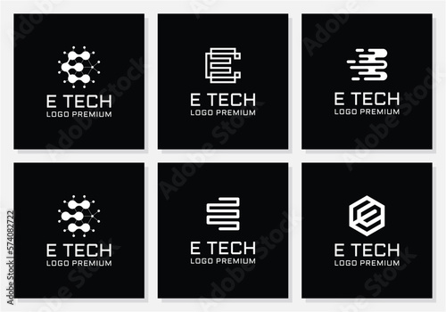 Technology logo bundle letter E.