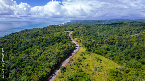 Aerial view of the road in Itacare, Bahia, Brazil. tourist place