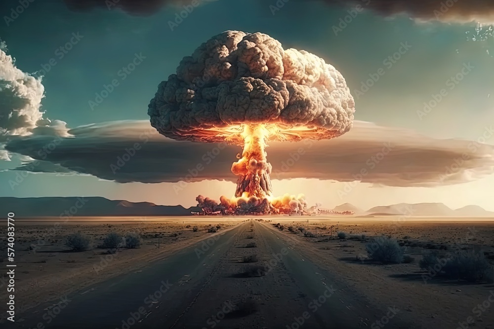 ภาพประกอบสต็อก nuclear explosion, end of the world. apocalyptic picture ...
