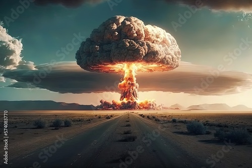 nuclear explosion, end of the world. apocalyptic picture. Generative AI