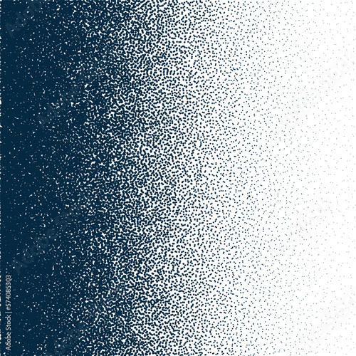 Stipple pattern, dotted geometric background. Stippling, dotwork drawing, shading using dots. Pixel disintegration, random halftone effect. White noise grainy texture. Vector illustration