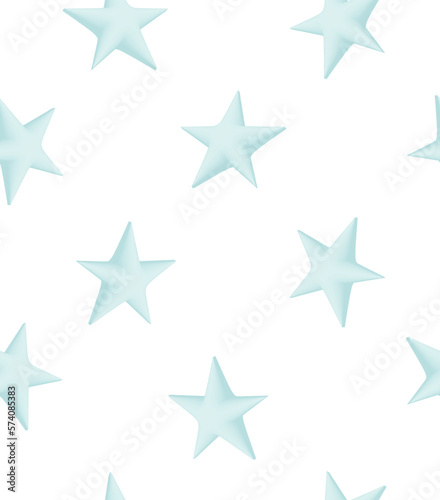 Simple Irregular Seamless Vector Pattern with Pastel Blue Stars isolated on a White Background. Cute Starry Print for Fabric Textile Wrapping Paper. Infantile Style Galaxy Repeatable Design.