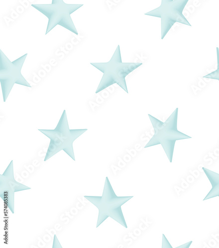 Simple Irregular Seamless Vector Pattern with Pastel Blue Stars isolated on a White Background. Cute Starry Print for Fabric,Textile,Wrapping Paper. Infantile Style Galaxy Repeatable Design.