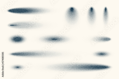 Stipple shadows set, vintage dotted design elements. Fading gradient. Stippling, dotwork drawing, shading using dots. Halftone disintegration effect. White noise grainy texture. Vector illustration © 32 pixels