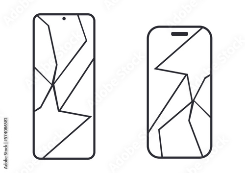 Broken smartphone screen simple vector illustration