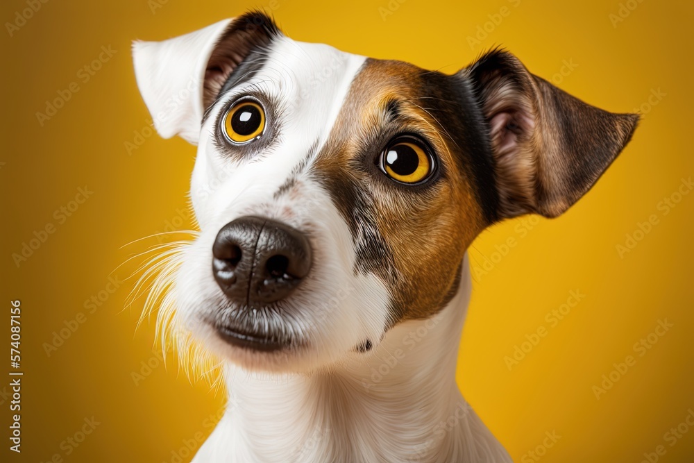 A Jack Russell terrier with an inquisitive expression peers into the camera, Generative AI
