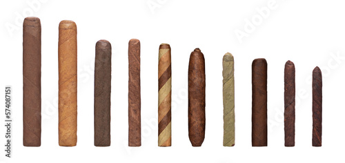 Different kinds of real cigars without background  photo