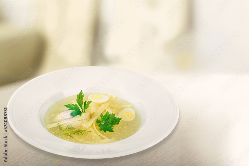 Tasty fresh hot soup dish in a bowl Tasty fresh hot soup dish in a bowl