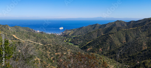 Panorama from hilltop on catalina island in southern california 