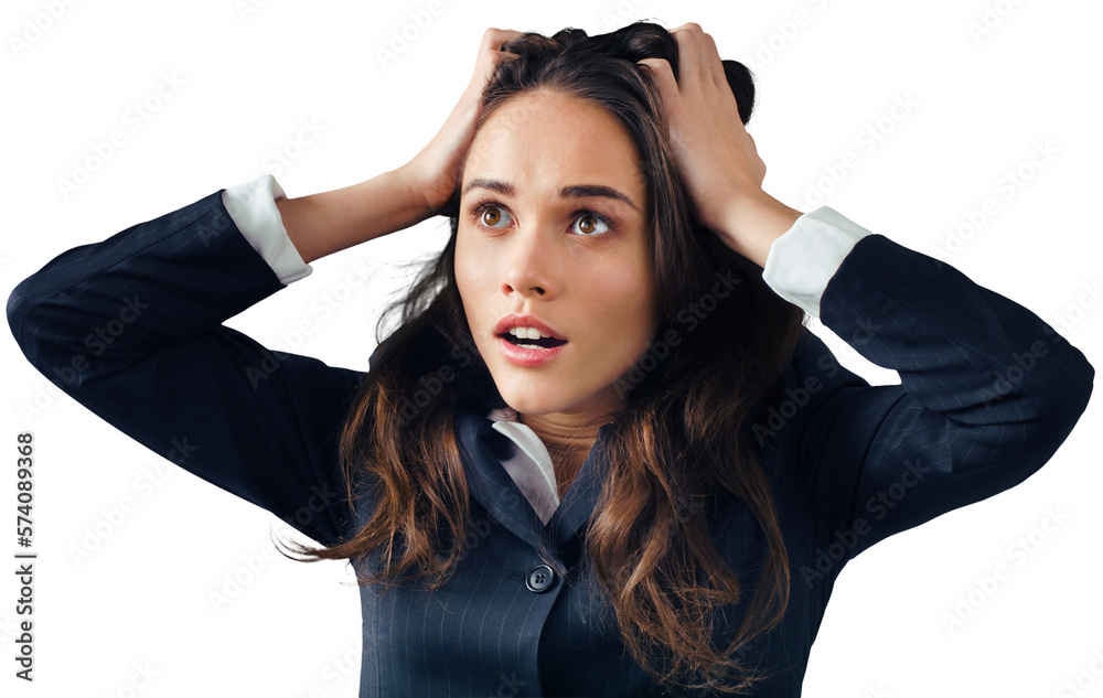 Shocked Businesswoman with Hands on Head - Isolated Shocked Businesswoman with Hands on Head - Isolated