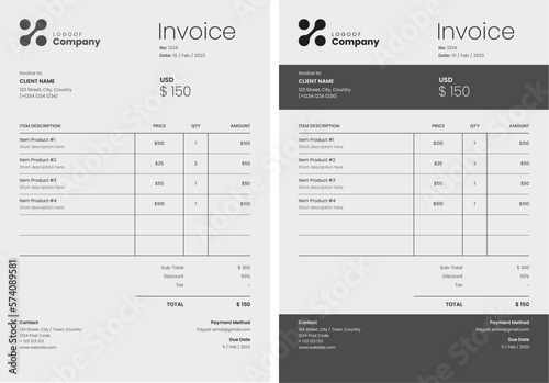 Payment Invoice Template with simple modern design