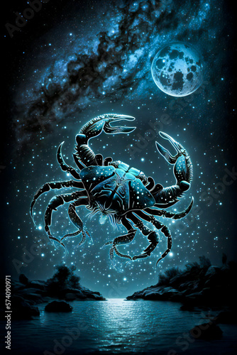 Artistic illustration  Night Sky  Zodiac Sign Cancer  AI Generation