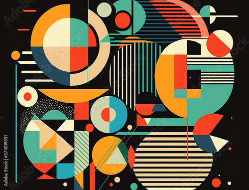 Abstract Bauhaus Geometric Pattern Background