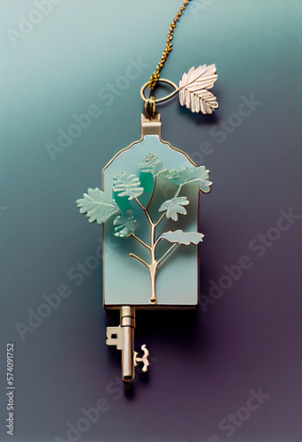 Minimalist jewelry key to the secret garden pastel colors