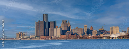 Detroit city skyline view from Belle Isle Park. © Adam