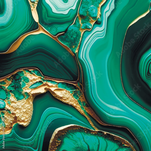 Green malachite 3d abstract marbled background, marble mosaic, turquoise, malachite stone texture, granite, jasper. Ornamental liquid marble tile. Art deco wallpaper. Textured modern marble design photo