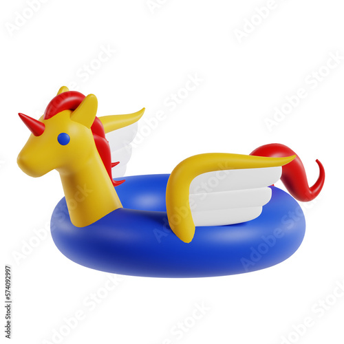 Unicorn lifebuoy 3d travel and holiday illustration