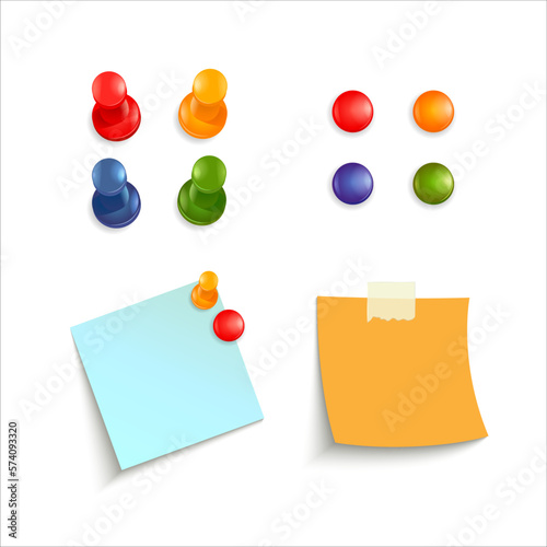 Art & Illustration vector papers for note and memo with pin 