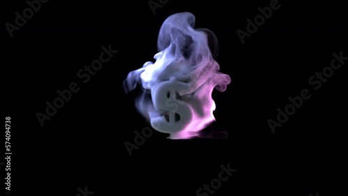 Money dollar sign vanishing dissolving in smoke. A vfx concept.