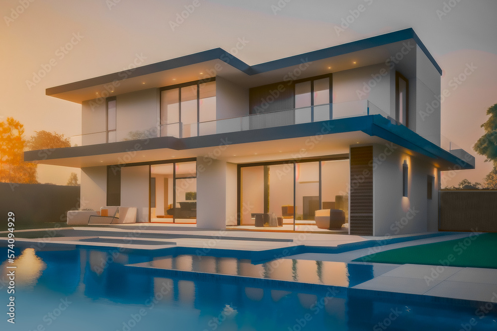 
Breathtaking Modern House with Stunning Realistic Architecture and Detailed Matte Painting - 3D Generative Image