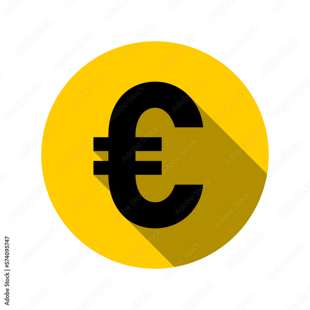 Euro Coin Money Round Circle Symbol Icon with 3D Style Shadow Effect. Vector Image. Euro Coin Money Round Circle Symbol Icon with 3D Style Shadow Effect. Vector Image.