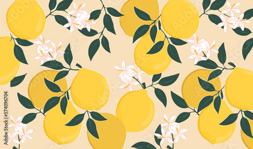 Pattern of citrus fruits and flowers