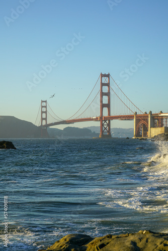 View of the Golden Gate Bridge from Bakers Beach in San Francisco  CA
