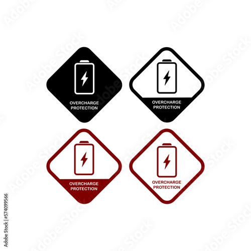 overcharge protection vector logo badge. Suitable for product label